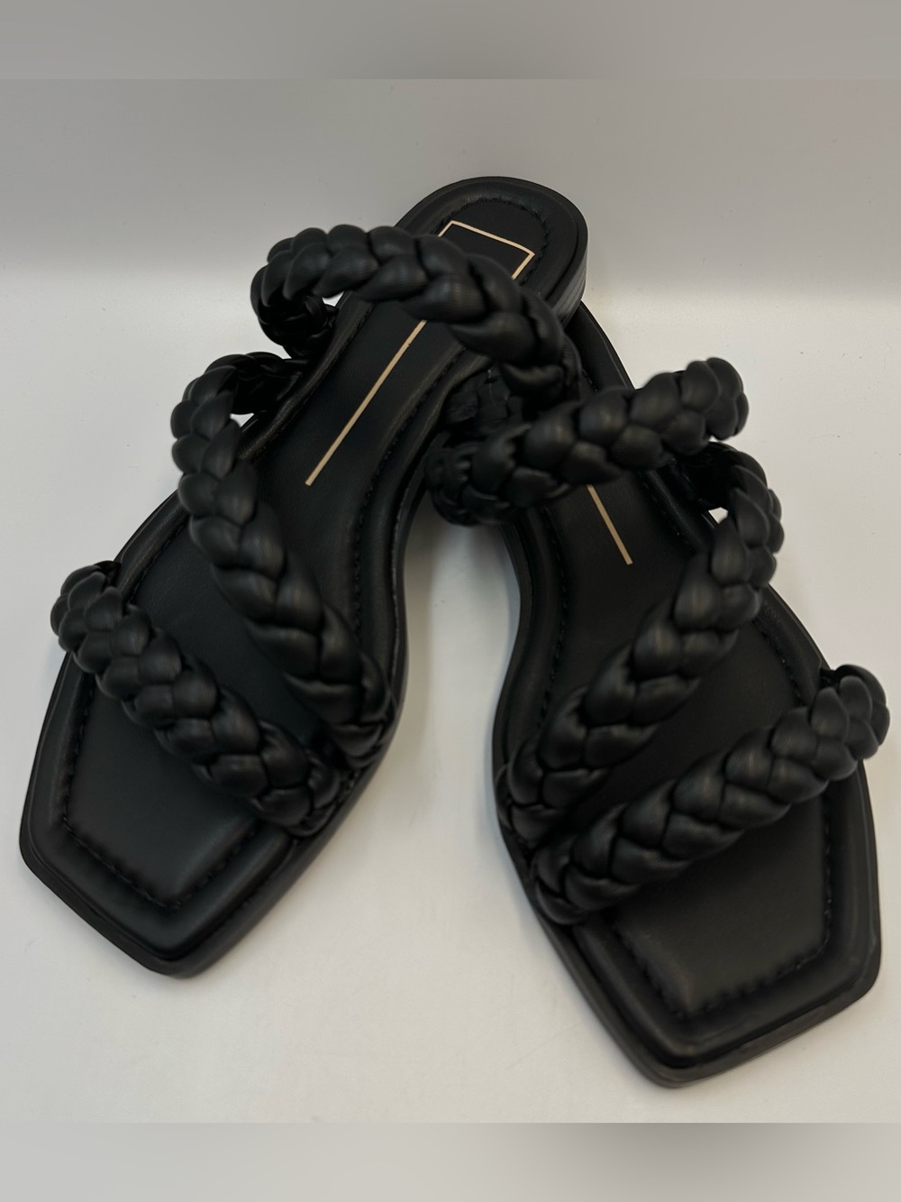 Dolce Vita Black Stella Sandal Slide Flat Womens 6 Strappy Braided Lightweight